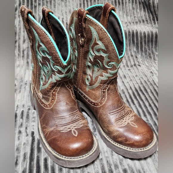 Justin Boots Shoes - Justin Womens Cowgirl Boots, Brown and Turquoise, Size 7 B